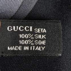 Pre Owned Gucci Black/White GG Printed Silk Scarf