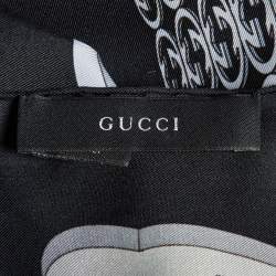 Pre Owned Gucci Black/White GG Printed Silk Scarf
