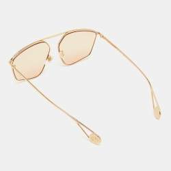 Pre Owned Gucci Gold Tone GG0437S Square Sunglasses