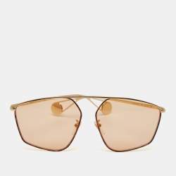 Pre Owned Gucci Gold Tone GG0437S Square Sunglasses