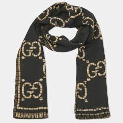 Pre Owned Gucci Black  Fringe Scarf