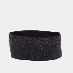 Gucci Black Logo Print Sequin Headband and Wristband Set S