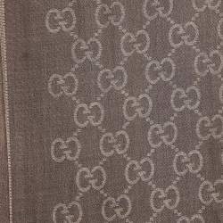 Pre Owned Gucci Brown GG Jacquard Wool Blend Scarf