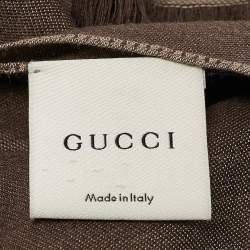 Pre Owned Gucci Brown GG Jacquard Wool Blend Scarf