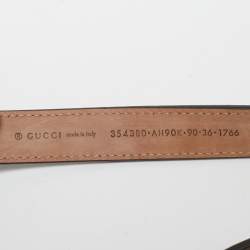Pre Owned Gucci Gold Leather Crystal Embellished Interlocking G Buckle Belt 90CM