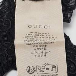 مملوكة مسبقًا Gucci Black GG Embroidered Tulle Gloves S