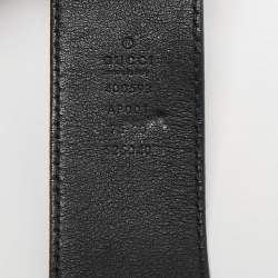 Pre Owned Gucci Black Leather GG Marmont Buckle Belt 75 CM