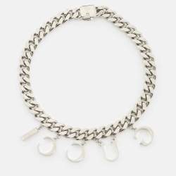 Pre Owned  Gucci Spirit Silver Tone Choker Necklace