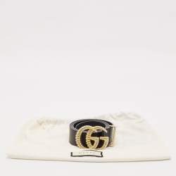 Gucci Black Leather Torchon Double G Buckle Belt 90 CM