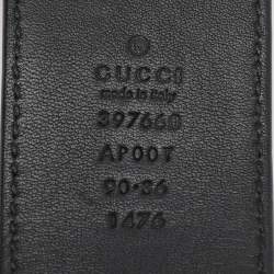 Gucci Black Leather GG Buckle Belt 90 CM