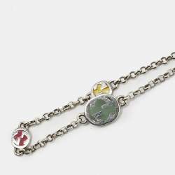 Pre Owned Gucci GG Enamel Sterling Silver Bracelet