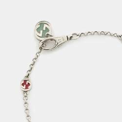 Pre Owned Gucci GG Enamel Sterling Silver Bracelet