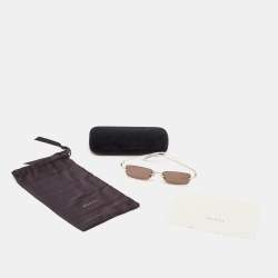 Pre Owned Gucci Brown Gold Tone GG1278S Rectangle Sunglasses
