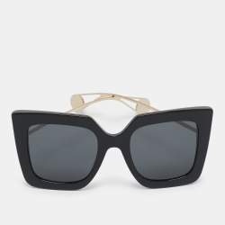 مملوكة مسبقًا Gucci Black Gold Tone GG0435S Sunglasses