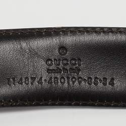 Gucci Beige/Brown GG Canvas and Leather Interlocking G Buckle Belt 85 CM