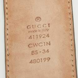 Pre Owned Gucci Black Guccissima Leather Interlocking G Buckle Belt 85 CM