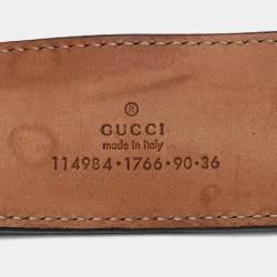 Gucci Black Web Canvas and Leather Interlocking G Buckle Belt 90CM