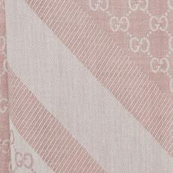 Gucci Rose and Ivory Guccissima Jacquard Fringed Outlet Shawl