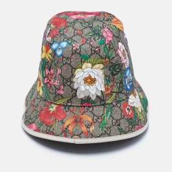 Pre Owned Gucci Beige GG Floral Print Coated Canvas Bucket Hat L