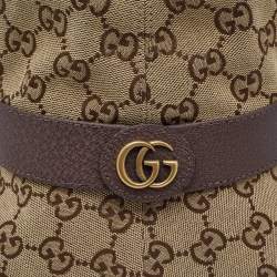 Gucci Brown GG Cotton Canvas and Leather Bucket Hat S