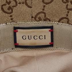 Gucci Brown GG Cotton Canvas and Leather Bucket Hat S