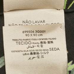 Pre Owned Gucci Black Floral Print Silk Square Scarf