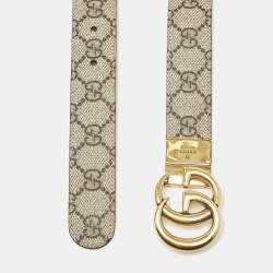 Gucci Beige GG Supreme Canvas GG Marmont Reversible Buckle Belt 85CM