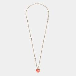 Gucci Heart Enamel Sterling Silver Necklace