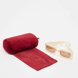Gucci Cream/Brown GG0811S GG Marmont Rectangular Sunglasses