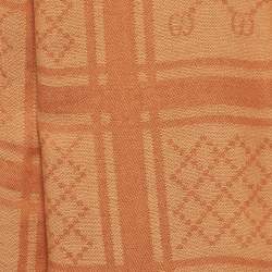 Pre Owned Gucci Orange GG Supreme Cotton Fringed Scarf 