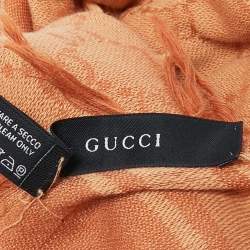 Pre Owned Gucci Orange GG Supreme Cotton Fringed Scarf 
