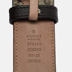 Gucci Beige GG Supreme Canvas Interlocking G Buckle Belt 80CCM