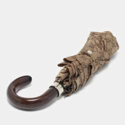 مملوكة مسبقًا Gucci Beige GG Nylon Folding Umbrella