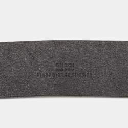 Pre Owned Gucci Black Patent Leather Interlocking G Buckle Belt 95CM