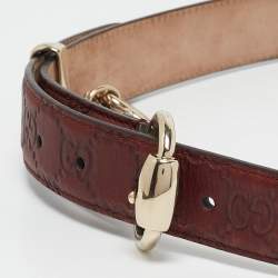 Gucci Maroon Guccissima Leather Buckle Belt 90CM