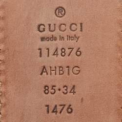 Gucci Gold Guccissima Leather Interlocking G Buckle Belt 85 CM