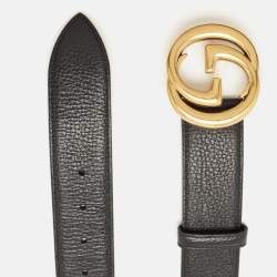 Gucci Black Leather GG Marmont Buckle Belt 95CM