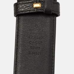 Gucci Black Leather GG Marmont Buckle Belt 95CM
