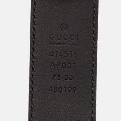 Pre Owned Gucci Black Leather GG Marmont Buckle Belt 75 CM