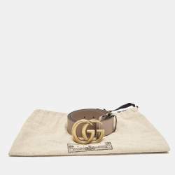 Pre Owned Gucci Old Rose Leather GG Marmont Buckle Belt 75CM