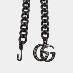 Pre Owned Gucci Black Tone Metal GG Marmont Chain Belt 85 CM