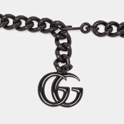 Pre Owned Gucci Black Tone Metal GG Marmont Chain Belt 85 CM