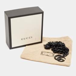 Pre Owned Gucci Black Tone Metal GG Marmont Chain Belt 85 CM