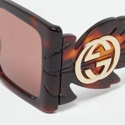 Gucci Tortoise Brown GG0535S Leaf Motif Oversized Sunglasses