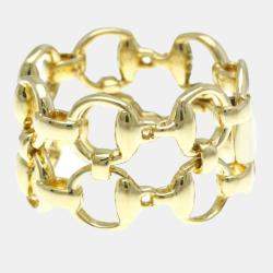 Gucci 18K Yellow Gold Horsebit Band Ring EU 53