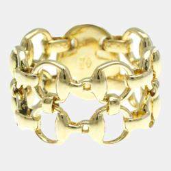 Gucci 18K Yellow Gold Horsebit Band Ring EU 53