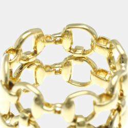 Gucci 18K Yellow Gold Horsebit Band Ring EU 53