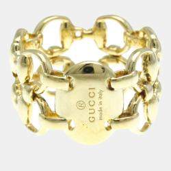 Gucci 18K Yellow Gold Horsebit Band Ring EU 53