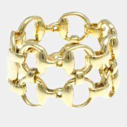 Gucci 18K Yellow Gold Horsebit Band Ring EU 53