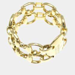 Gucci 18K Yellow Gold Horsebit Band Ring EU 53